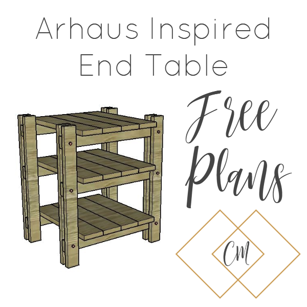 Build this DIY Arhaus inspired end table! Easy build with just a few sizes of wood and nuts and bolts. Great weekend project. Includes free PDF plans!