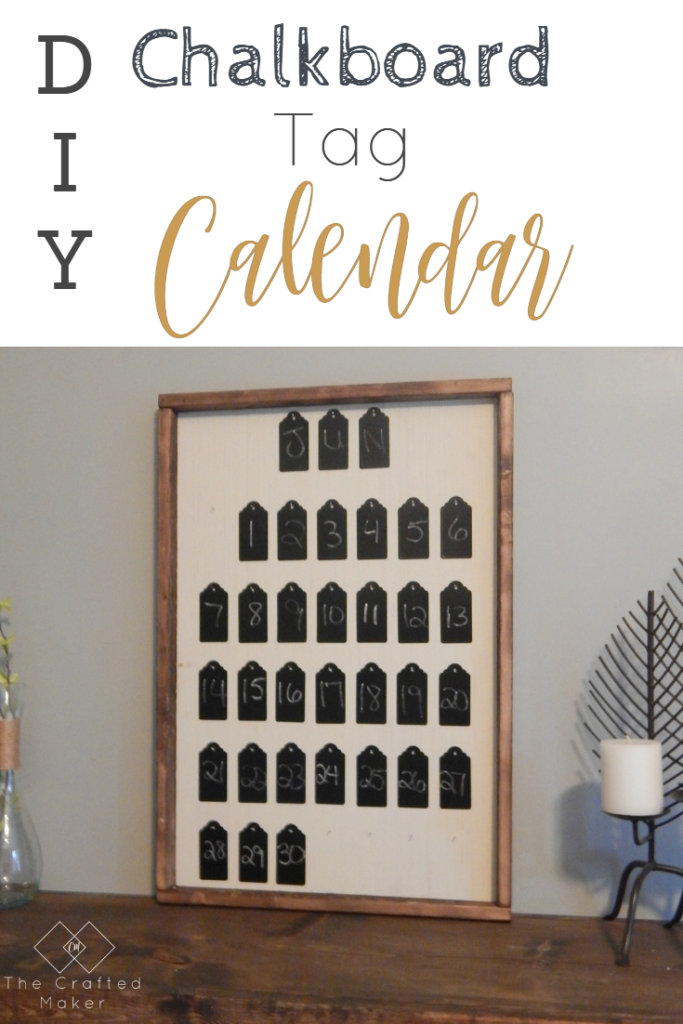 Make this adorable calendar with some scrap wood and chalkboard tags found in the dollar section at Target. Great way to decorate your home for less.