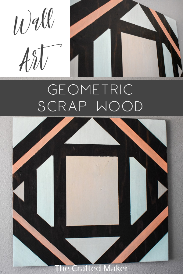 Make this fun geometric scrap wood wall art with scrap wood and paint you already have on hand. This is a quick, colorful, and creative afternoon project! #scrapwood #wallart #scrappysaturday
