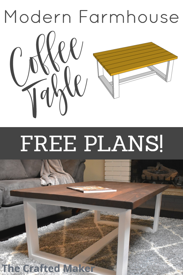 Give your living room some new life with this DIY Modern Farmhouse Coffee Table. Free PDF plans included along with step by step instructions and pictures! #modernfarmhouse #coffeetable #DIY