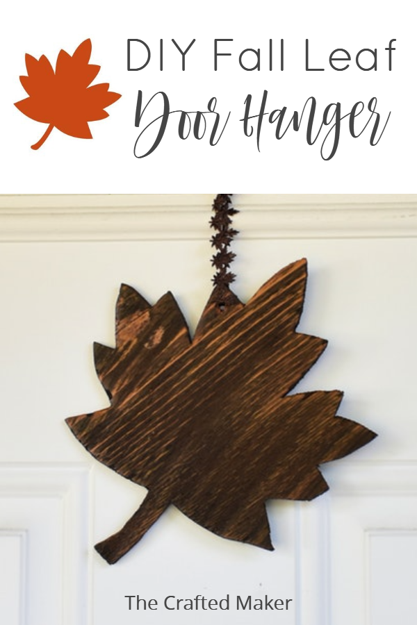Fall is finally here and it's time to decorate accordingly. Make this quick, easy, and adorable Fall leaf door hanger with scrap wood you already have! #scrapwoodprojects #fallhomedecor #doorhanger #seasonaldecor
