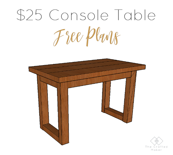 Come check out how to build this $25 console table with very little supplies needed. Free PDF plans included along with a step by step build with pictures.