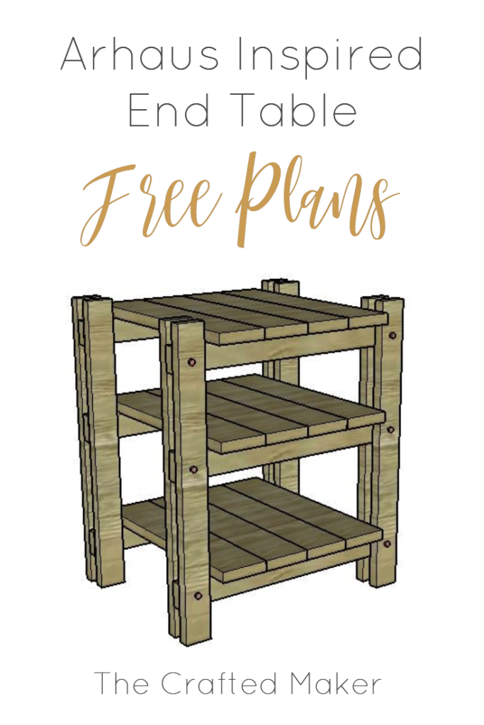 Build this DIY Arhaus inspired end table! Easy build with just a few sizes of wood and nuts and bolts. Great weekend project. Includes free PDF plans!