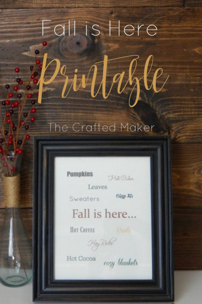 There are so many cozy aspects of fall such as sweaters, warm apple cider, and boots! This FREE printable is a great way to decorate for fall.