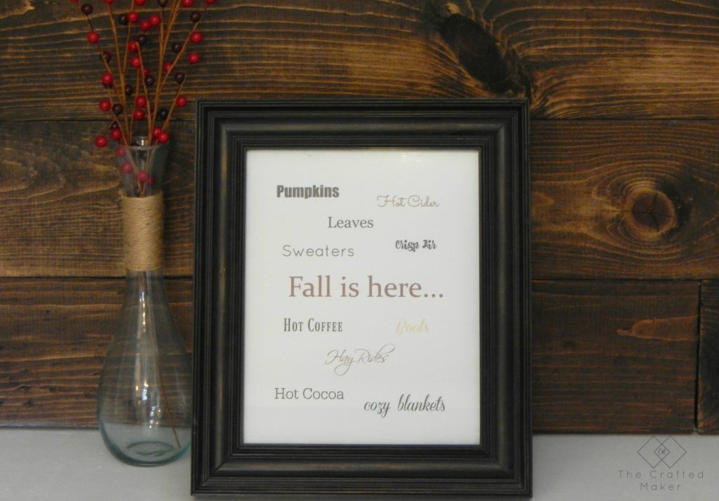 There are so many cozy aspects of fall such as sweaters, warm apple cider, and boots! This FREE printable is a great way to decorate for fall.