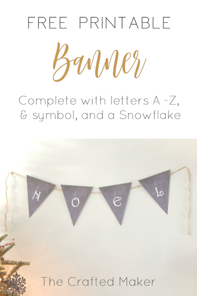 Free Printable Banner complete with letters A-Z, & symbol, and a snowflake. Great for Christmas or any time of the year!