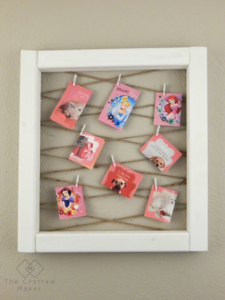 Quick and easy project to display all of those adorable Valentine cards children receive from friends and family. Super simple to make with just a few cuts.