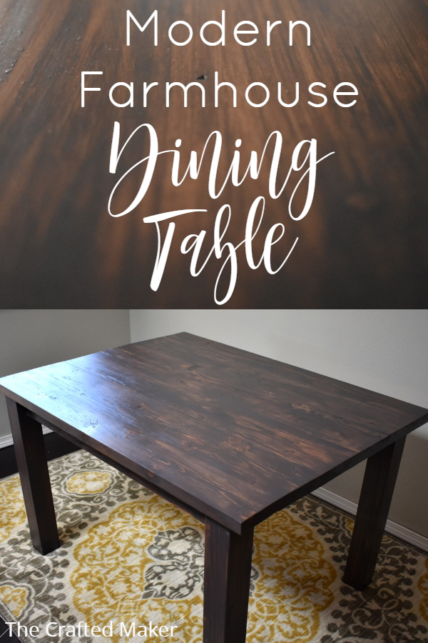 Build this modern farmhouse dining table for your next gathering. This table is perfect for smaller dining rooms or breakfast nooks. #diningtable #furnitureplans #modernfarmhouse